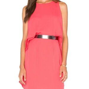 Halston Heritage Chiffon Coral Cocktail Dress